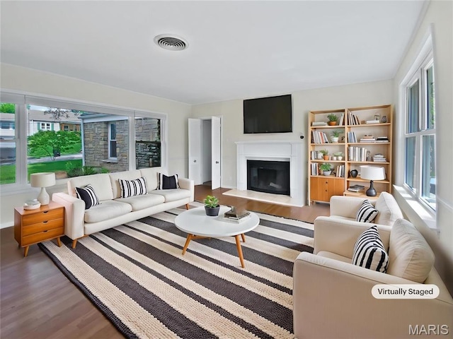 246 Barter Ave, Saint Louis, MO 63122 - living room with wood finished floors and a glass covered fireplace