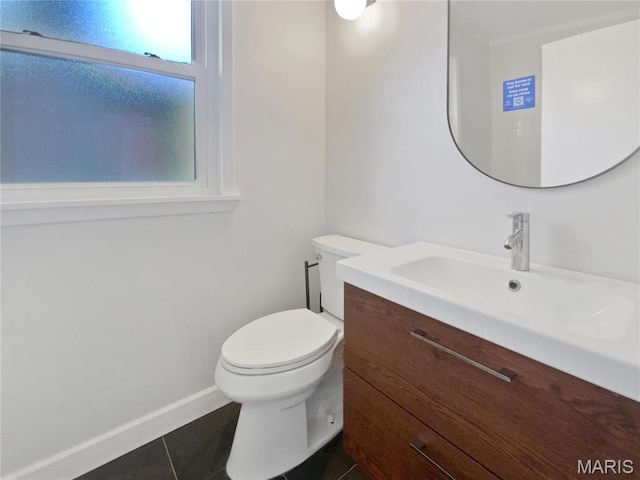 246 Barter Ave, Saint Louis, MO 63122 - half bathroom with tile patterned flooring, toilet, vanity, and baseboards