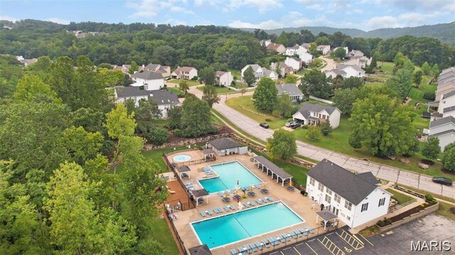 17282 Hilltop Ridge Dr, Eureka, MO 63025 - aerial view of residential area featuring a pool area
