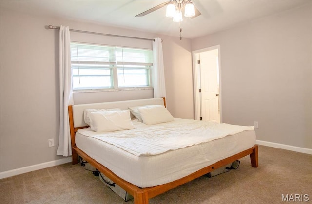 504 Leawood Dr, Swansea, IL 62226 - bedroom with light carpet, baseboards, and a ceiling fan