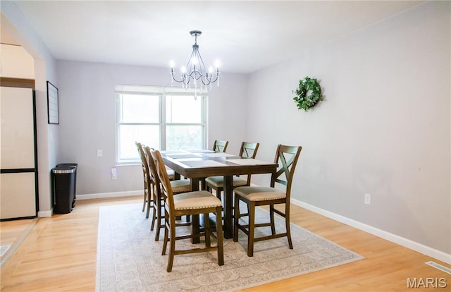 504 Leawood Dr, Swansea, IL 62226 - dining space featuring light wood-style floors, a chandelier, and baseboards