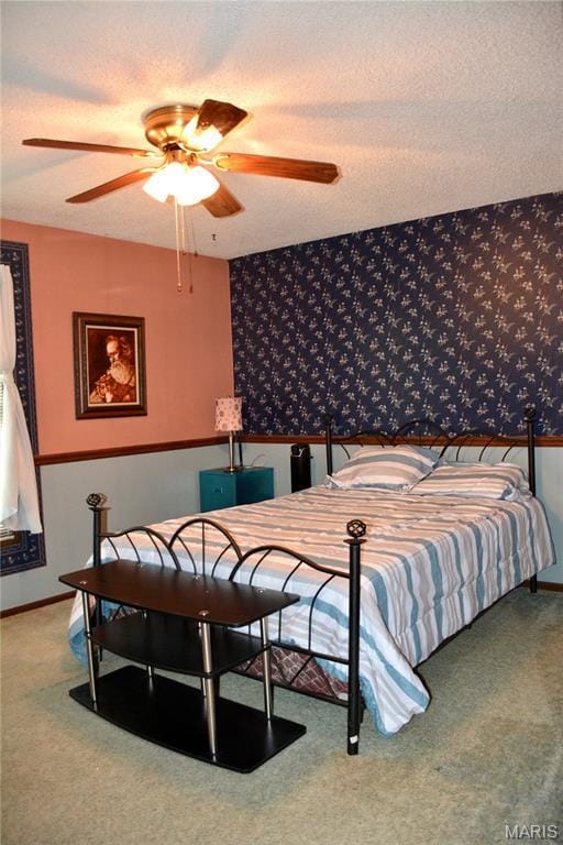 258 Hideaway Trl, Eureka, MO 63025 - carpeted bedroom featuring wallpapered walls, baseboards, and ceiling fan