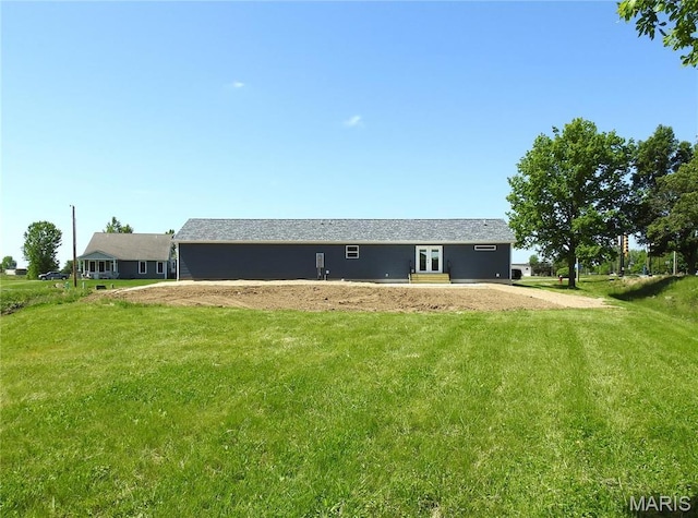 201 S Ashbrook, Bethalto, IL 62010 - rear view of house featuring a lawn and french doors