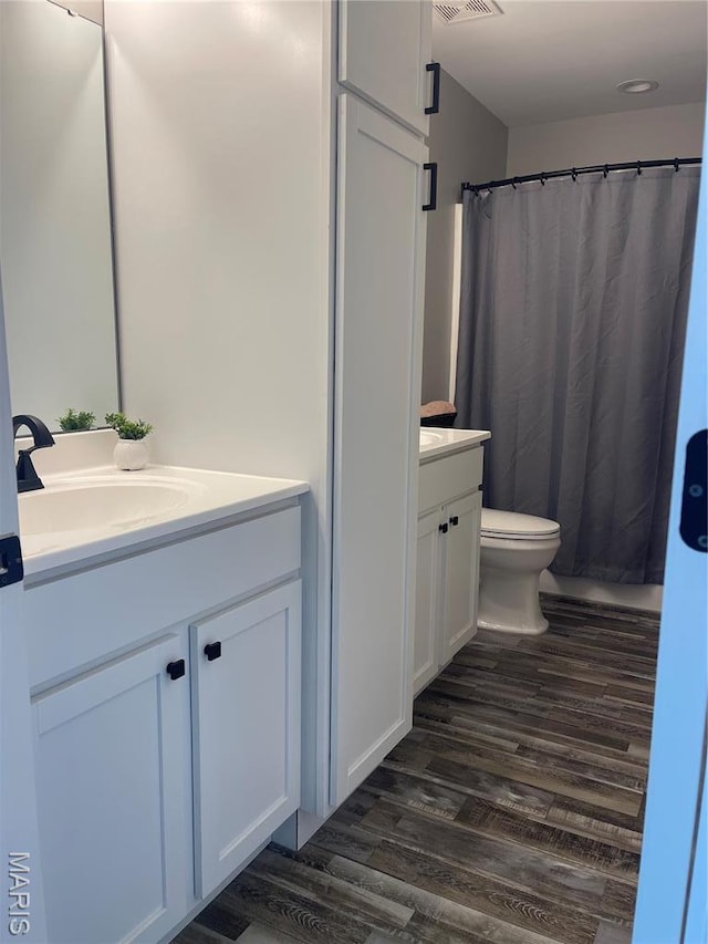 210 Boardwalk Ct, Union, MO 63084 - bathroom featuring vanity, wood finished floors, toilet, and a shower with shower curtain