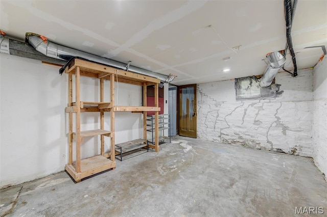 view of unfinished basement