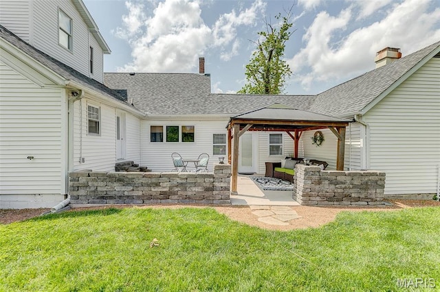 339 E Ml, Millstadt, IL 62260 - back of house with a patio area, a gazebo, a lawn, and roof with shingles