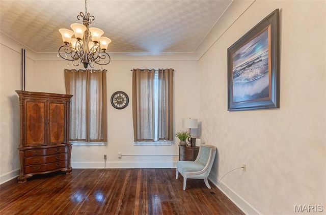339 E Ml, Millstadt, IL 62260 - sitting room with wood-type flooring, a chandelier, baseboards, and crown molding