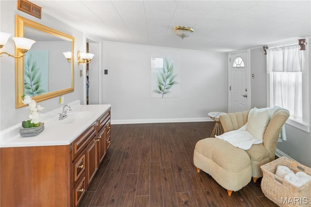 339 E Ml, Millstadt, IL 62260 - living area featuring dark wood finished floors and baseboards