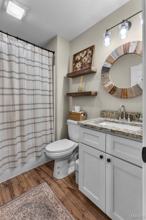 1111 Tulach Ard Ct, Jackson, MO 63755 - bathroom featuring wood finished floors, toilet, vanity, and shower / bath combination with curtain