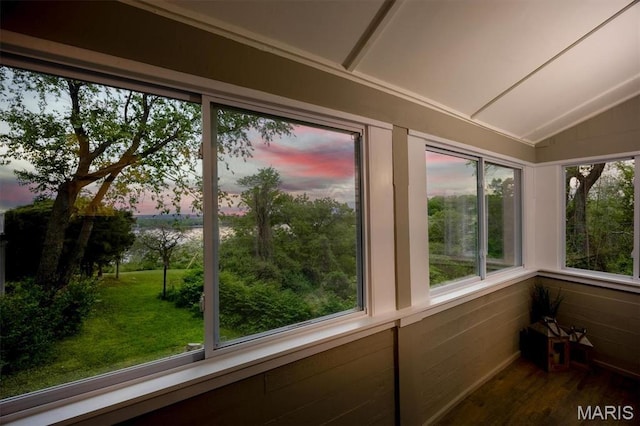 1219 Exchange St, Alton, IL 62002 - unfurnished sunroom featuring lofted ceiling and wood finished floors