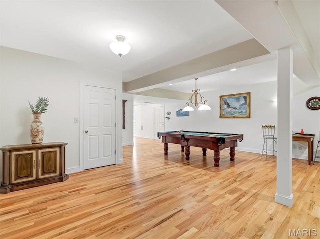 590 Fairway Dr, Union, MO 63084 - game room featuring light wood-type flooring, billiards, and baseboards