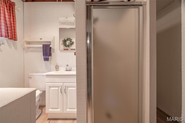 87 E Altdorf Dr, Innsbrook, MO 63390 - bathroom featuring vanity, toilet, and a stall shower