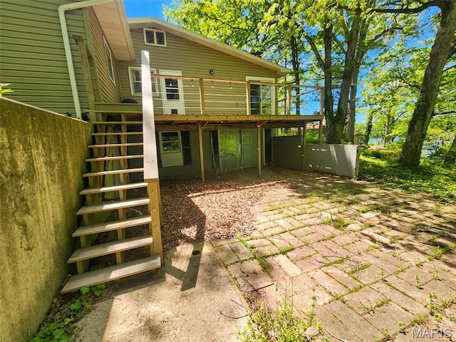 15222 Circle Dr, Gillespie, IL 62033 - back of house with stairway and a deck