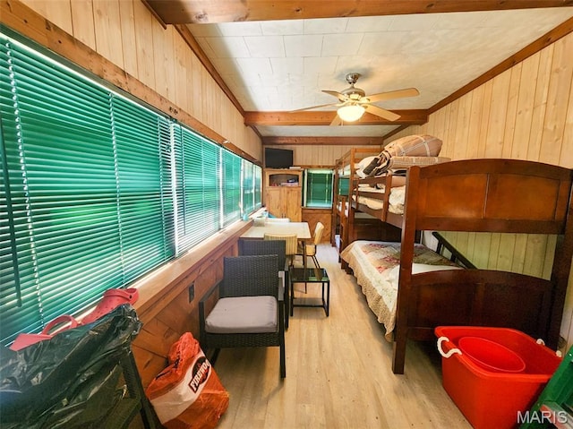 15222 Circle Dr, Gillespie, IL 62033 - bedroom featuring wooden walls, light wood-type flooring, and crown molding