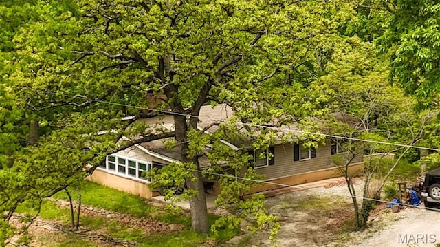 15222 Circle Dr, Gillespie, IL 62033 - view of home's exterior featuring a view of trees and driveway