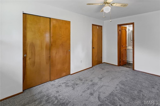 4900 Eiffel Dr, Godfrey, IL 62035 - unfurnished bedroom featuring carpet floors, baseboards, a closet, and ensuite bath