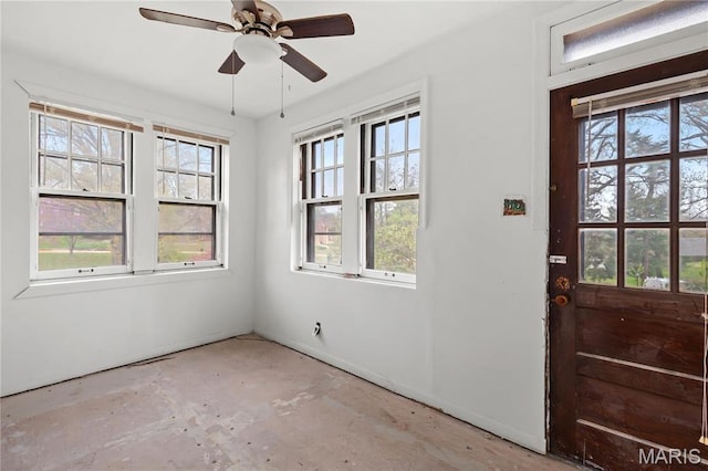 7280 S Roland Blvd, Saint Louis, MO 63121 - entryway with plenty of natural light, ceiling fan, and concrete floors