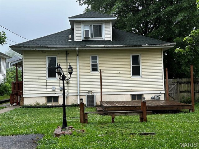 1323 Union Ave, Belleville, IL 62220 - view of property exterior featuring a deck, cooling unit, and a shingled roof
