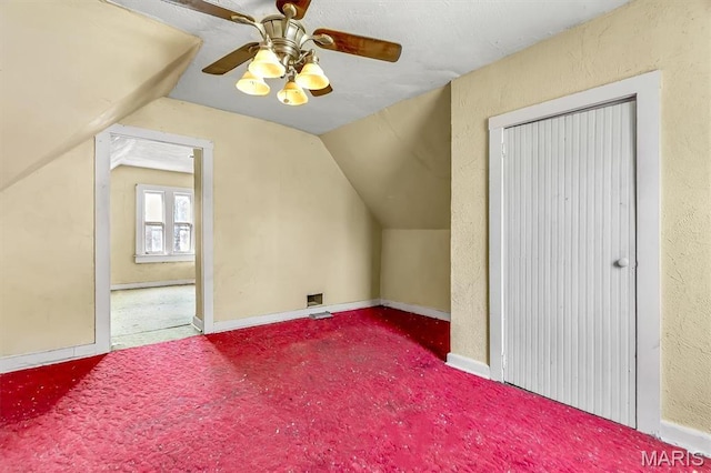 1041 Garth Ave, Saint Louis, MO 63147 - additional living space featuring vaulted ceiling, a ceiling fan, carpet flooring, and baseboards