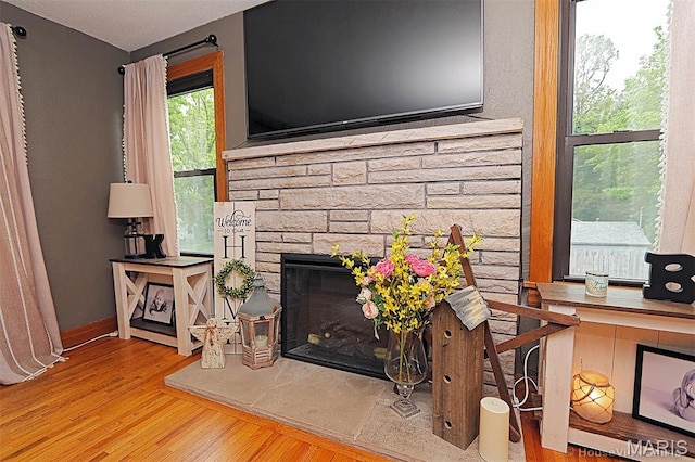 2754 Adeline Ave, Cape Girardeau, MO 63701 - detailed view of wood finished floors and a stone fireplace