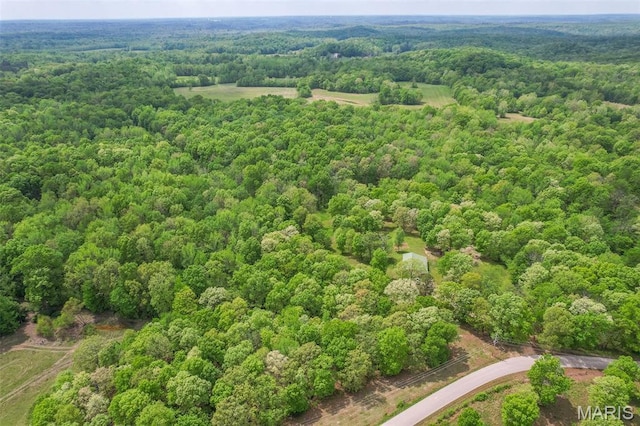 aerial view of a heavily wooded area