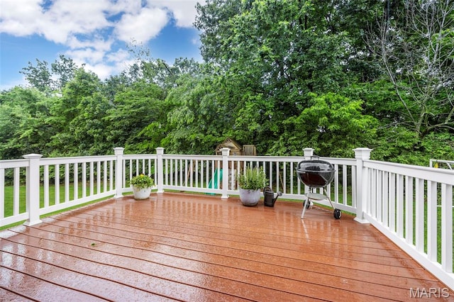 554 Springhurst Pkwy, Ofallon, MO 63368 - wooden deck featuring a grill