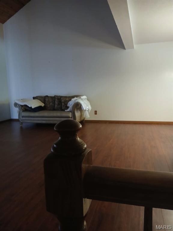 10506 Camden Park Dr, Saint Louis, MO 63135 - living area featuring lofted ceiling and wood finished floors