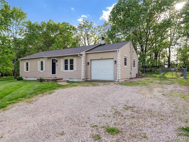 1101 Sunset Dr, Sullivan, MO 63080 - single story home with an attached garage, a chimney, and roof with shingles