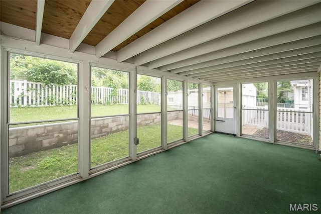 126 E Waymire Ave, Saint Louis, MO 63119 - unfurnished sunroom featuring healthy amount of natural light and beamed ceiling