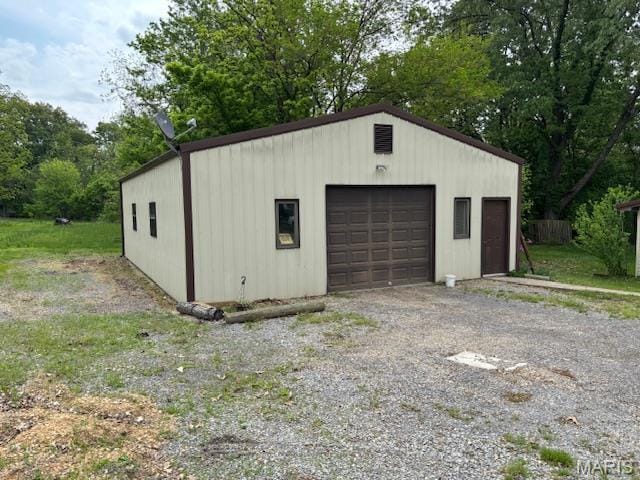 view of detached garage