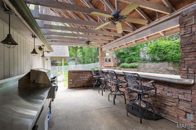 2125 Crystal Dr, Saint Louis, MO 63131 - view of patio / terrace featuring ceiling fan and a grill