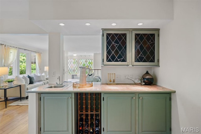 2125 Crystal Dr, Saint Louis, MO 63131 - indoor wet bar featuring recessed lighting and light wood finished floors