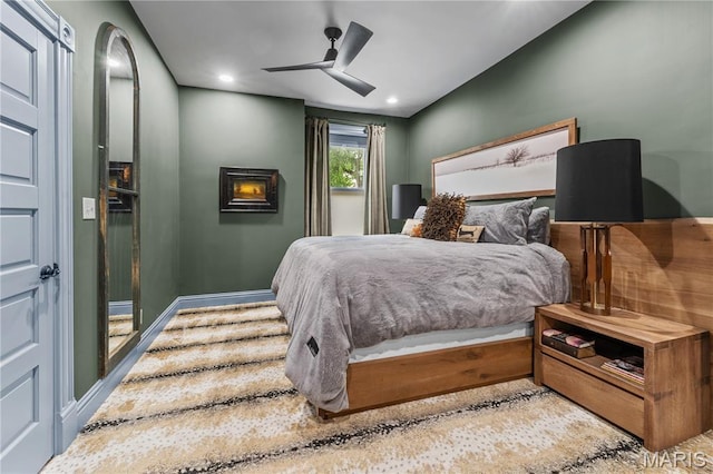 3559 Halliday Ave Unit 102, Saint Louis, MO 63118 - bedroom featuring recessed lighting, ceiling fan, and baseboards