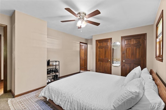 511 Ruddy Ct, Troy, IL 62294 - carpeted bedroom featuring baseboards and a ceiling fan