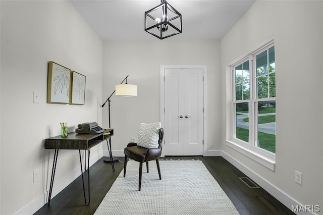 683 Bellerive Estates Dr, Saint Louis, MO 63141 - entryway featuring dark wood-style floors, baseboards, and a chandelier