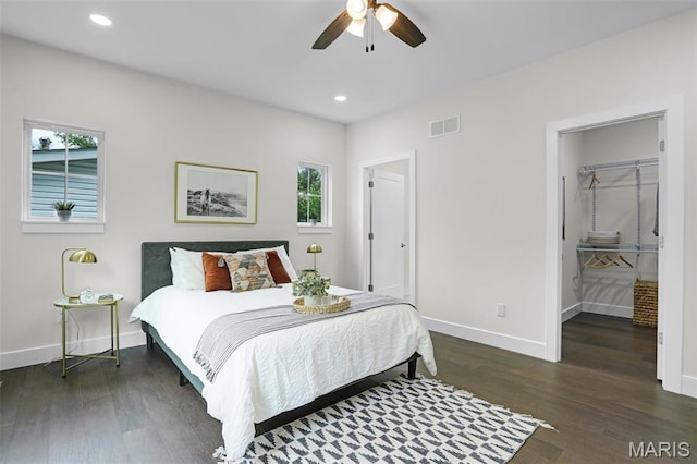 683 Bellerive Estates Dr, Saint Louis, MO 63141 - bedroom with wood finished floors, baseboards, recessed lighting, and ceiling fan