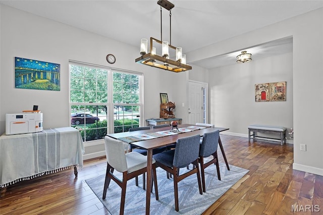 30 Shiloh Ct, Edwardsville, IL 62025 - dining area with a chandelier, hardwood / wood-style flooring, and baseboards