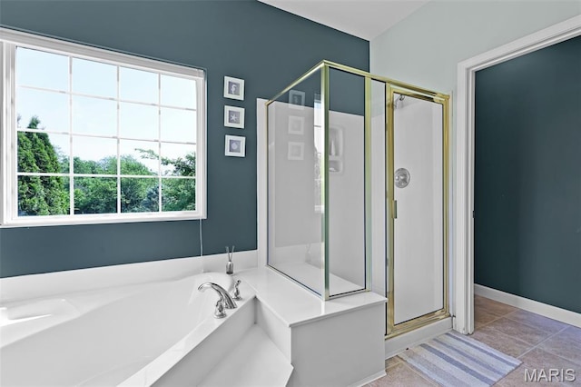30 Shiloh Ct, Edwardsville, IL 62025 - bathroom with a shower stall, a garden tub, and tile patterned flooring