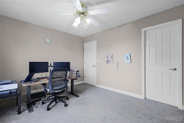 30 Shiloh Ct, Edwardsville, IL 62025 - carpeted home office with a ceiling fan and baseboards