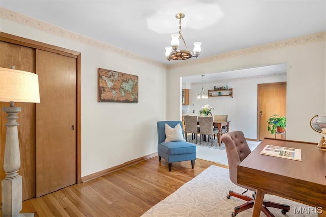 10710 Winthrop Ct, Saint Louis, MO 63123 - office space with a chandelier and light wood-type flooring