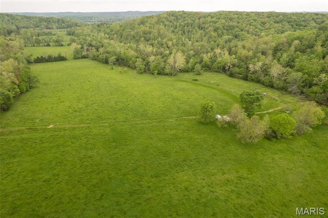 drone / aerial view of a heavily wooded area