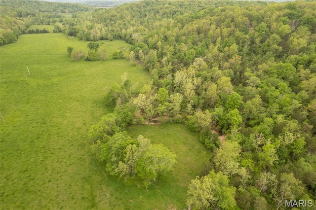aerial view of a heavily wooded area