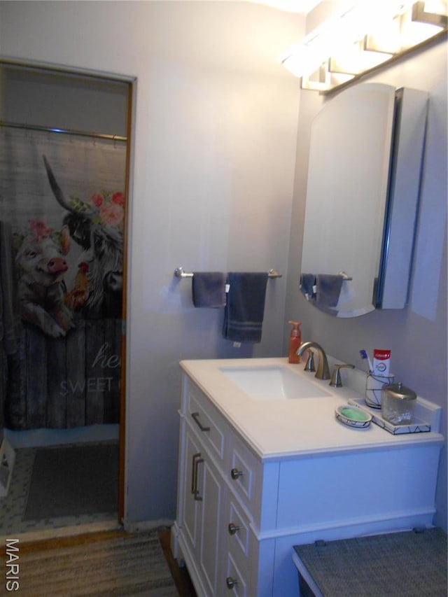 2408 Morrison Rd, Granite City, IL 62040 - bathroom featuring vanity and a shower with shower curtain
