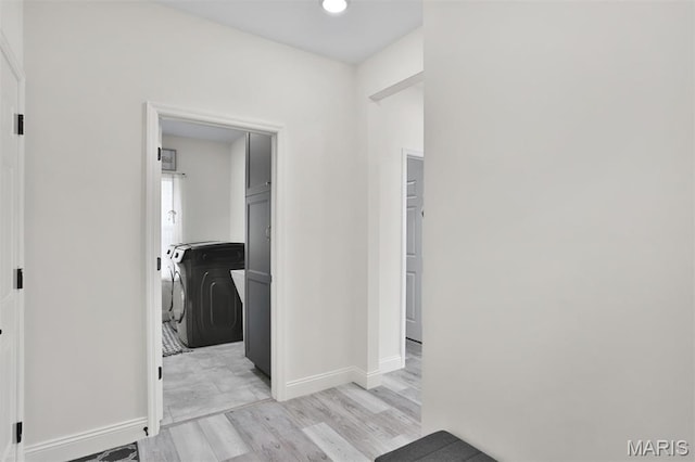 112 Westhaven View Dr, Wentzville, MO 63385 - hallway featuring baseboards and light wood-style floors