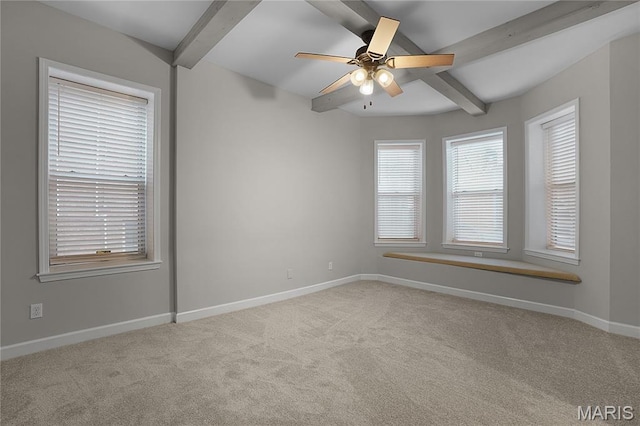4250 Lindell Blvd Unit A, Saint Louis, MO 63108 - carpeted spare room with beam ceiling, baseboards, and ceiling fan