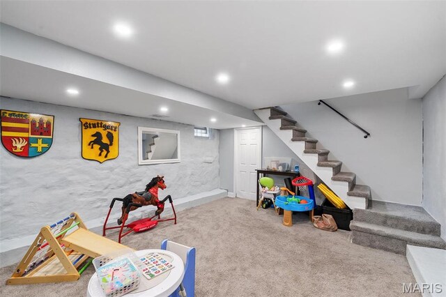 2005 Arsenal St, Saint Louis, MO 63118 - playroom featuring recessed lighting and carpet flooring