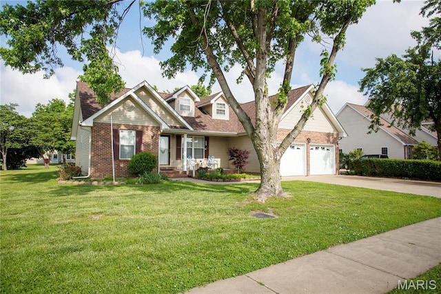 1014 Pine St, Sikeston, MO 63801 - view of front of house featuring brick siding, concrete driveway, a front yard, and an attached garage