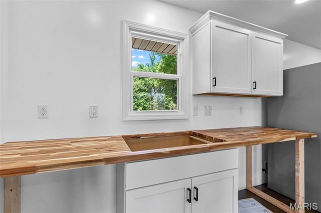 2047 State Highway H, Sikeston, MO 63801 - kitchen with butcher block counters and white cabinets