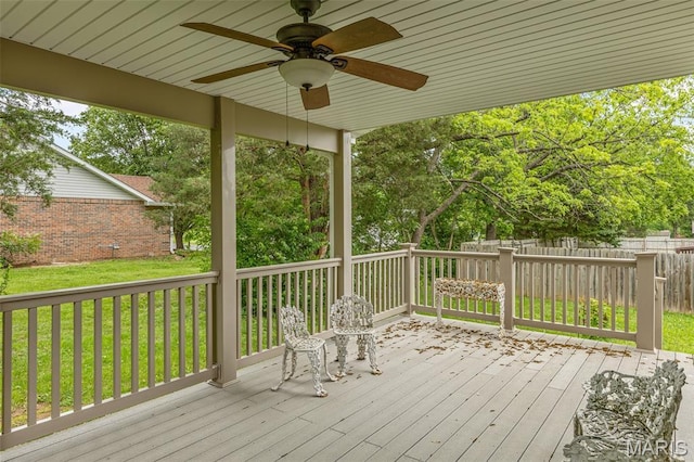511 Log Cabin Rd, Farmington, MO 63640 - deck featuring ceiling fan