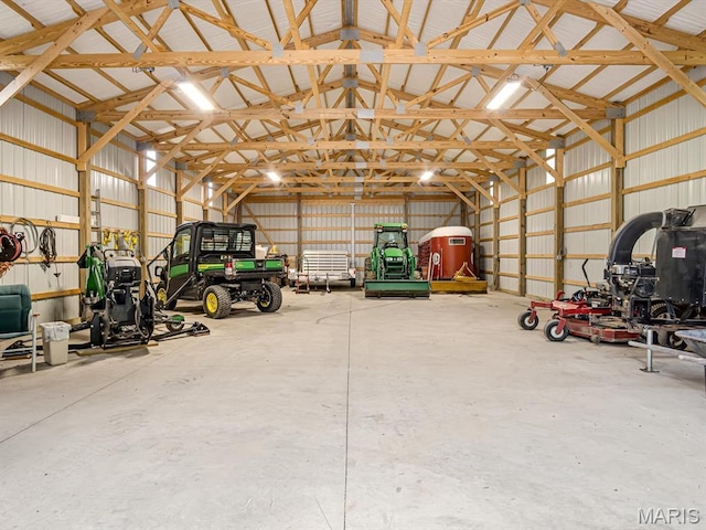 garage with metal wall